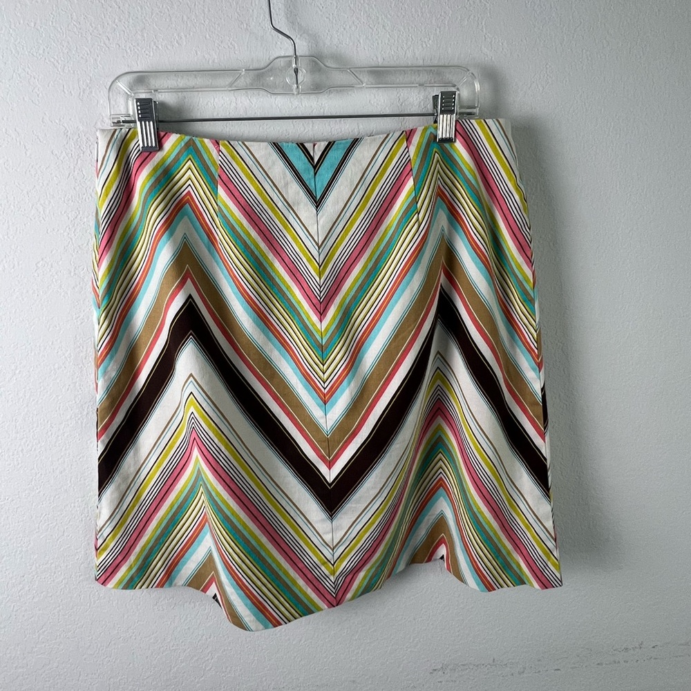 Trina Turk Colorful Stripe Linen Cotton Spandex Summer Vacation Pencil Skirt - Picture 3 of 11